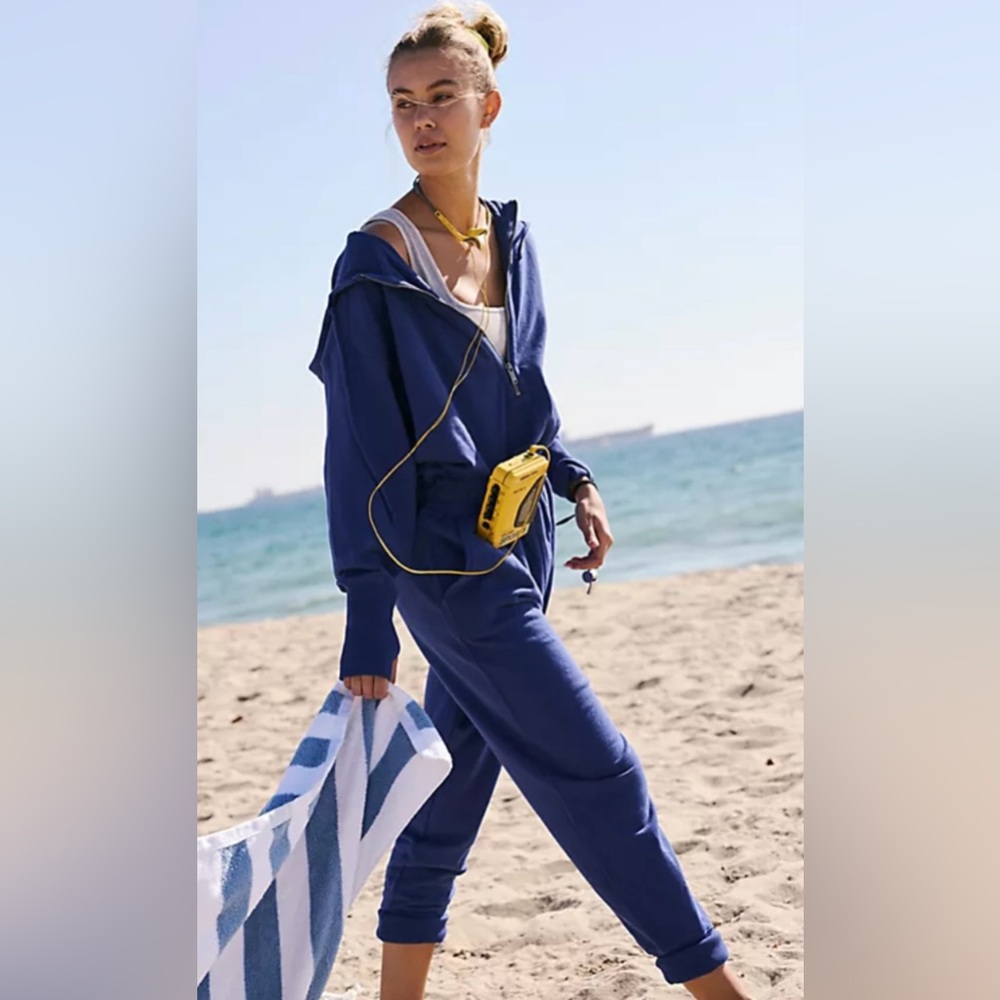 Free People Training Day Jumpsuit In Blue Indigo
